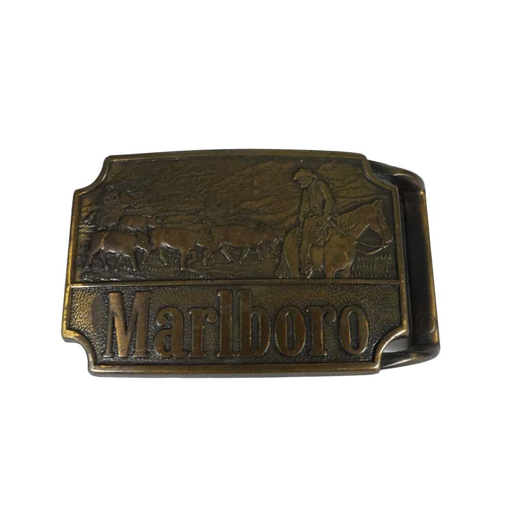 Marlboro Man Cowboy on Horse Vintage Western Belt Buckle